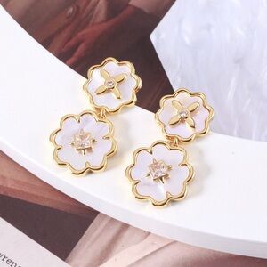 Kate Spade Mother-of-Pearl Clover Double Flower Earrings